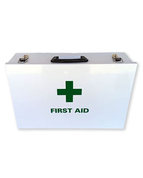 white metal first aid box|first aid box refill supplies.